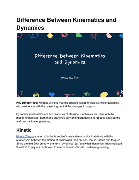 PPT - Difference Between Kinematics and Dynamics PowerPoint Presentation - ID:11175080