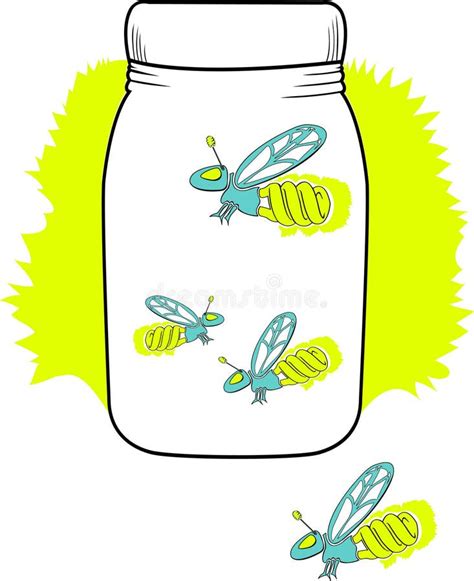 Compact Florescent Firefly In A Jar Stock Vector - Illustration of ...