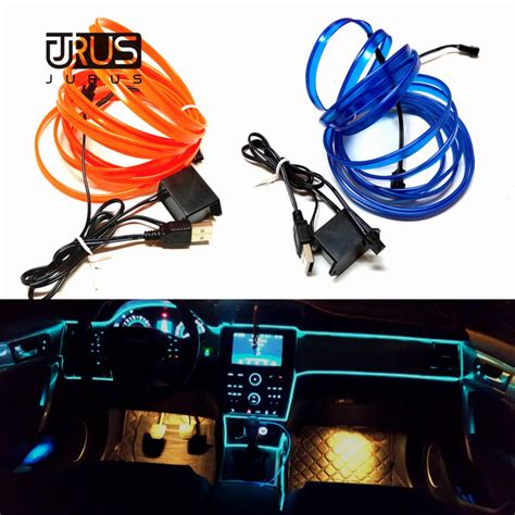 JURUS 2Meter 5V Car USB Led Lamp Flexible Rope Neon Car Strip Light For ...