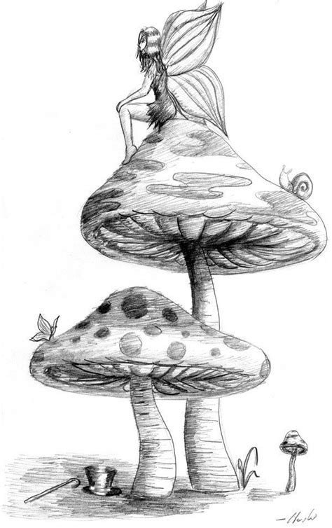 25+ fairy on mushroom drawing - AmaiyaGlory