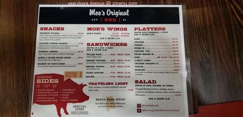 Menu at Moe's Original BBQ - Hoover, Hoover