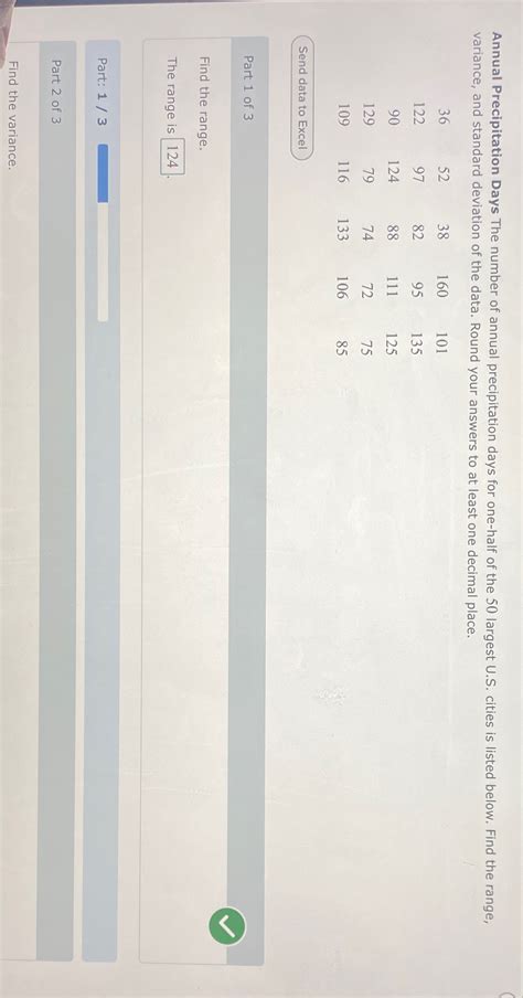 Solved Annual Precipitation Days The number of annual | Chegg.com