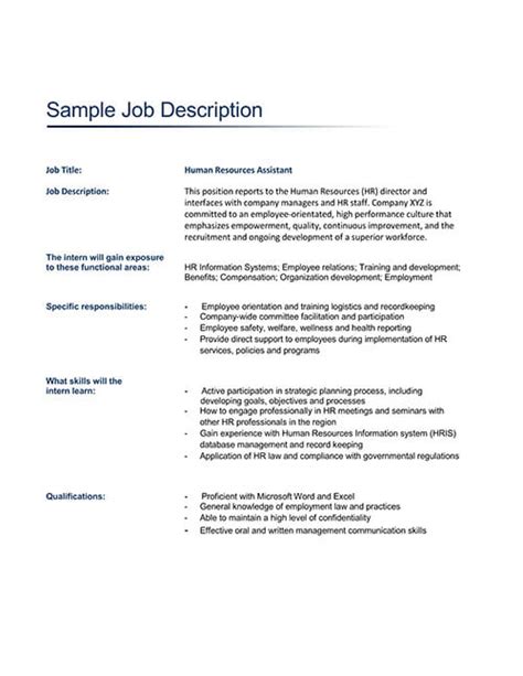 17+ Free Job Description Templates & Examples (Word, PDF)