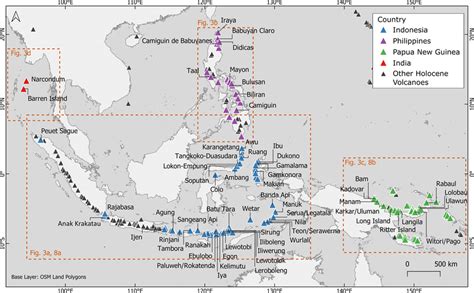 The overview map of all active volcanoes located in the SE Asian... | Download Scientific Diagram