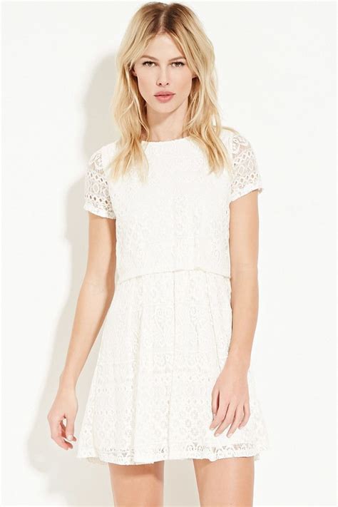 Pleated Lace Combo Dress | Forever 21 - 2000152364 | Lace dress with sleeves, Short sleeve lace ...