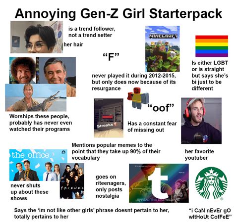 Annoying gen Z starter pack : r/starterpacks