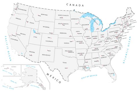 United States Map Labeled - North America Physical Map Freeworldmaps ...