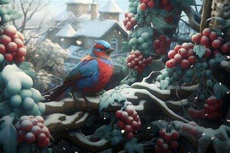 Premium AI Image | Winter birds in snow