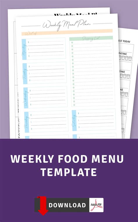 Weekly Meal Plan Printable Week Menu Planner Weekly Food - Etsy | Meal planning printable weekly ...