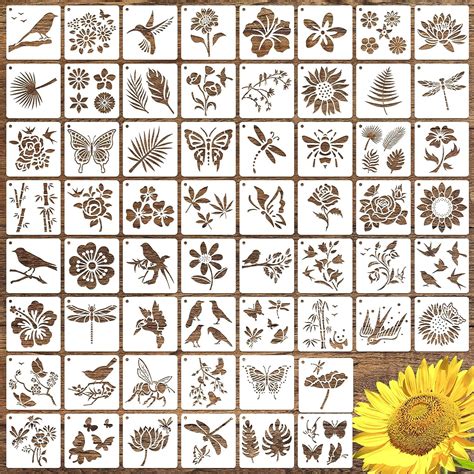 Amazon.com : 60 PCS Flower Painting Stencils Reusable Flower Stencils ...