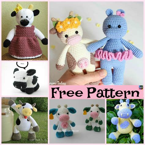 6 Super Cute Crocheted Amigurumi Cow Free Patterns - DIY 4 EVER