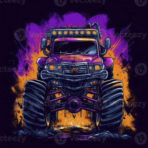 mad max car mosnter truck tshirt design mockup printable cover tattoo isolated vector ...