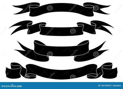 Ribbon Banners. Black Icons Set Stock Vector - Illustration of template, banners: 126142542