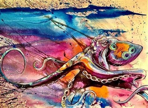 Octopus painting by me. Ink and acrylic : r/octopus