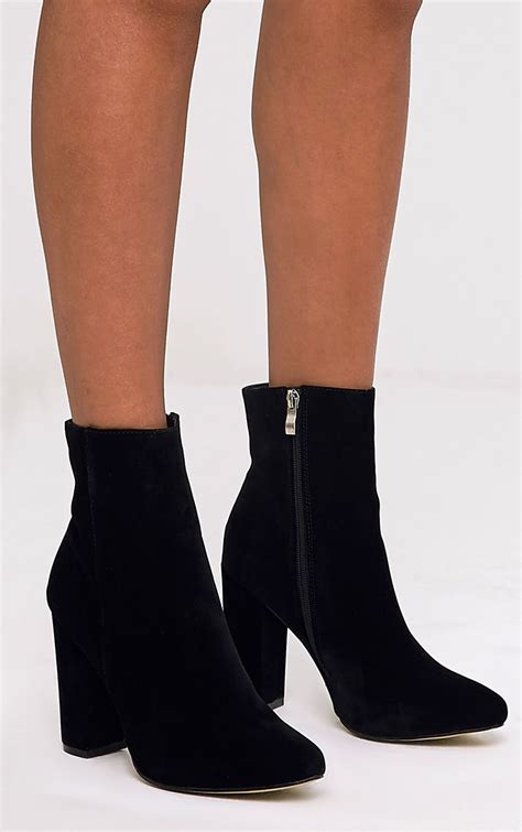 Behati Black Suede Ankle Boots - Boots - PrettylittleThing ...