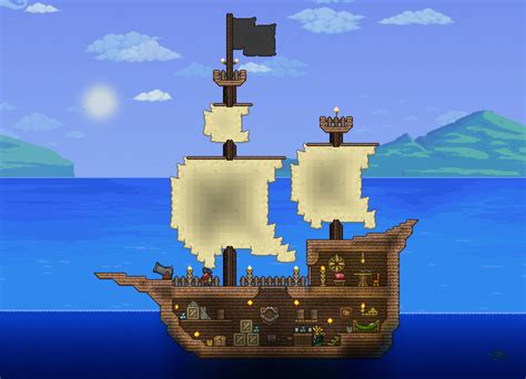 Cute lil pirate ship I built : r/Terraria