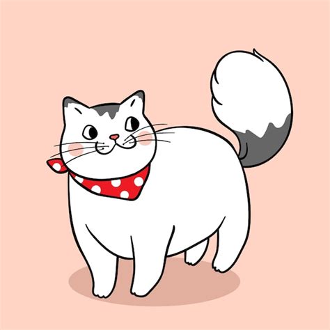 Premium Vector | Draw character cute fat cat