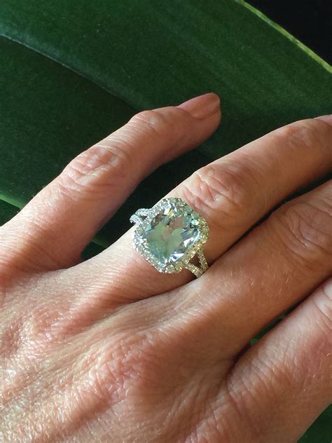 Aquamarine Engagement Ring 4.0ct Long Cushion Genuine | Etsy | Aquamarine engagement ring ...