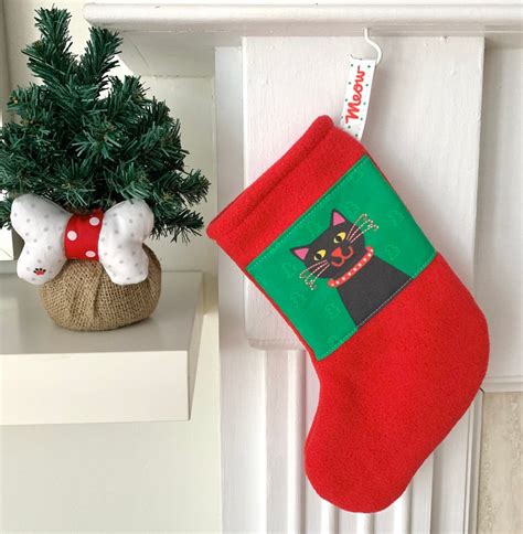 Black Cat Christmas Stocking Personalized Pet Christmas | Etsy