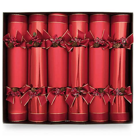 Luxury Handmade Christmas Crackers in Crimson, Pack of 6 by Celebration Crackers