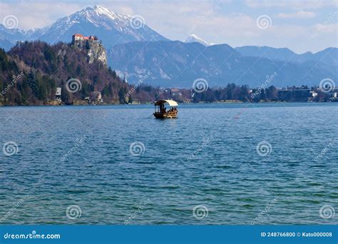 Traditional Pletna Boat on Lake Bled in Gorenjska, Slovenia Stock Photo - Image of scenic ...