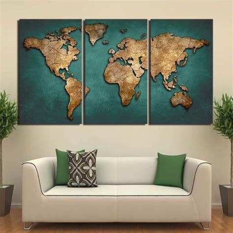 World Map Poster Large Ikea | 3 piece canvas art, Map canvas painting ...