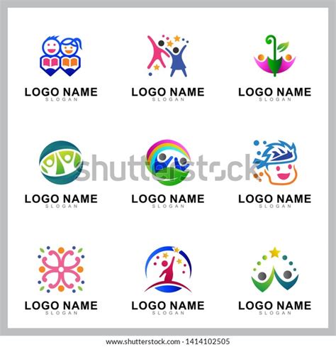 Set Kids Care Logo Design Template Stock Vector (Royalty Free ...