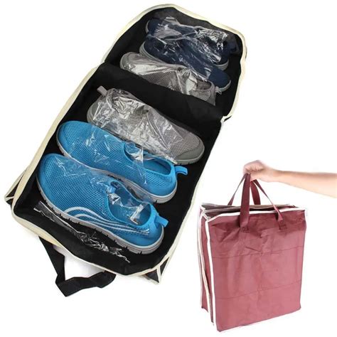 Useful Non woven Shoe Organizer Fabric Travel 6 Grids Zipper Anti Dust ...