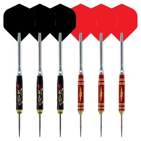 Steel Tip Darts Set 2 SETS / 6 PIECE VALUE PACK shafts + flights ...