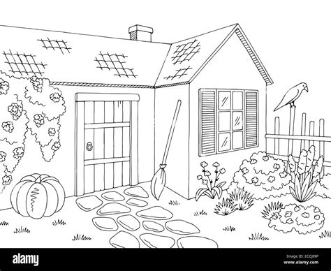Witch house exterior graphic black white sketch illustration vector Stock Vector Image & Art - Alamy