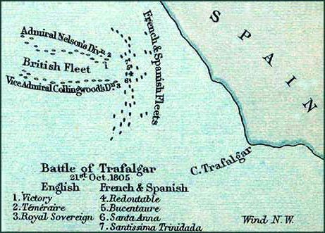 Historical Map of the Battle of Trafalgar - October 21, 1805 ...