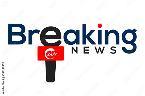 Breaking news logo vector icon illustration with microphone. Stock Vector | Adobe Stock