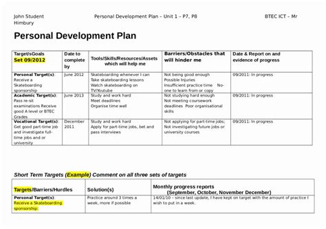 Individual Career Development Plan Template Lovely Personal Development ...