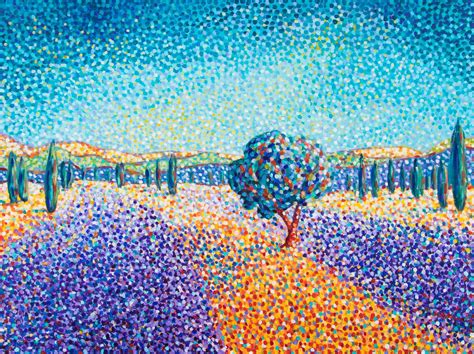 Lavender fields in Provence Painting | Pointalism art, Art movement, Landscape paintings