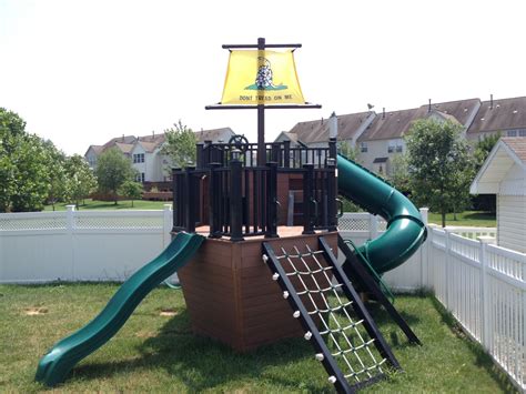 My Husband Built and designed our Pirate Ship playground. It is made ...