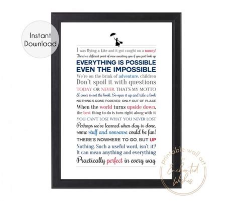 Mary Poppins Returns Quotes Print - Wall Art Printable Prints