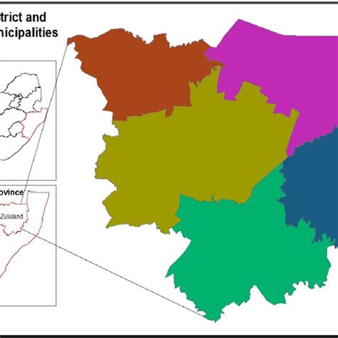 Map of Umkhanyakude and Zululand Districts, KwaZulu-Natal province ...