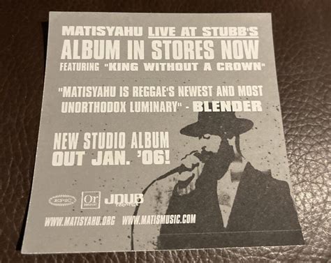 Matisyahu Live At Stubb’s Rare Promo Sticker | eBay