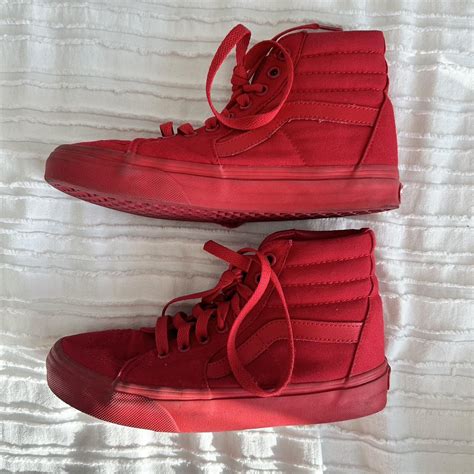 Vans Sk8-Hi Shoes Full Red, worn a handful of times... - Depop