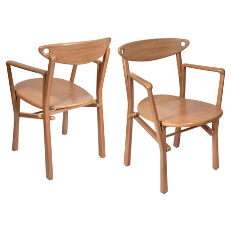 Set of 2 Armchair Chairs Laje in Natural Wood For Sale at 1stDibs