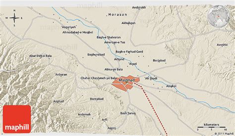 Shaded Relief 3D Map of Mashhad