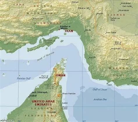 Physical Map Strait Of Hormuz