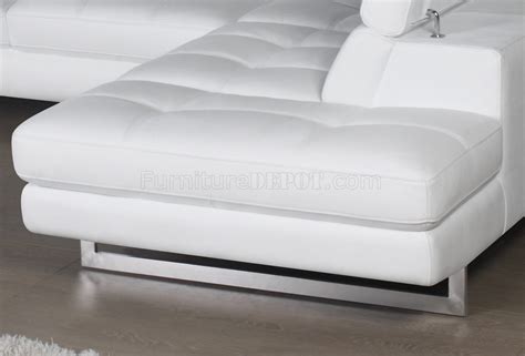 A761 Snow White Leather Sectional Sofa by J&M