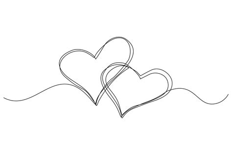 Continuous line drawing of heart love. Single one line art of valentine. Vector illustration ...