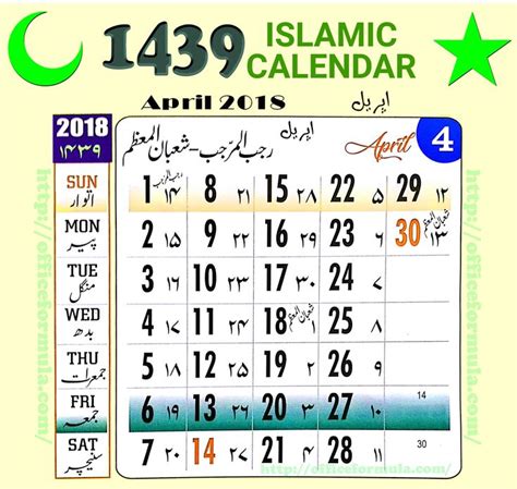 Islamic Calander Template Lunar Cycle