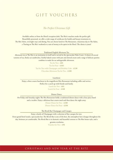 The Ritz London - Christmas Menu 2009