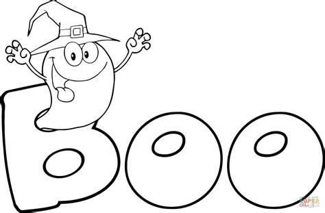 A ghost says "Boo" coloring page | Free Printable Coloring Pages