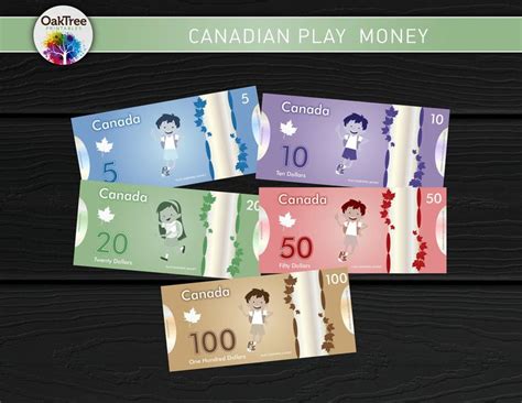 Canadian Play Money Printable Teach Math Home Learning - Etsy Canada ...