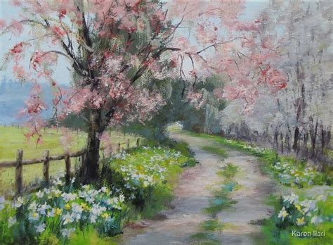 "Original Acrylic Landscape Painting - Spring Walk" by Karen Ilari ...