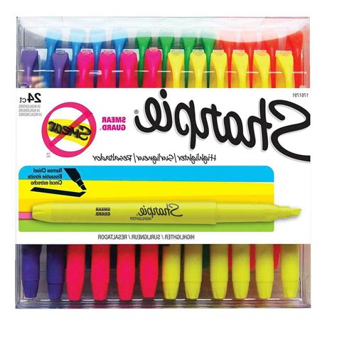 24 Pack Sharpie Accent Highlighters Assorted Colors Smear